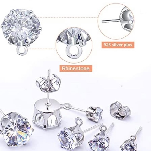 New Hand Crafted Snowflake Dangling Stus Post Earrings with Blue Glass Beads - Picture 10 of 11